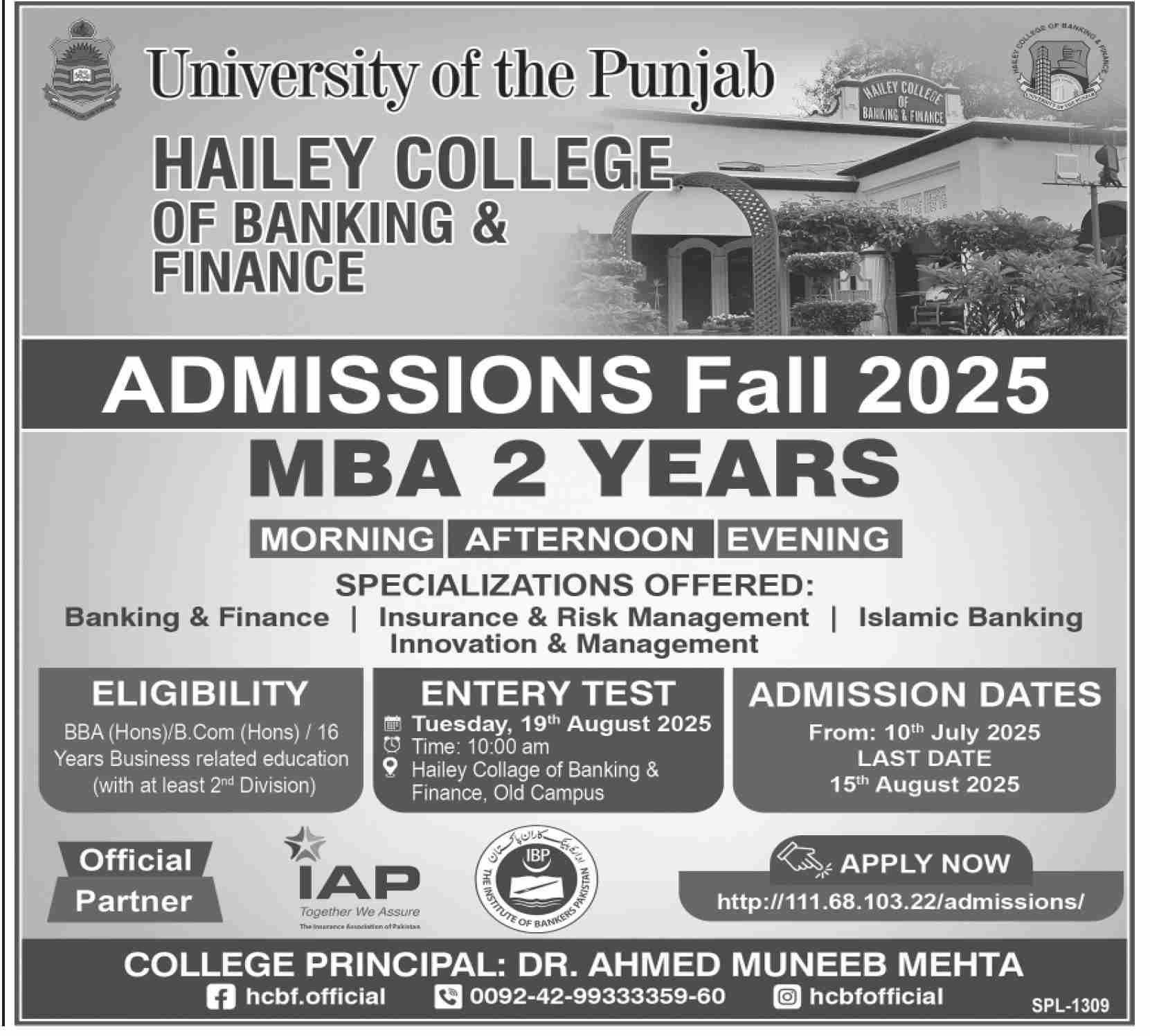 Admission Open in University of the Punjab Lahore